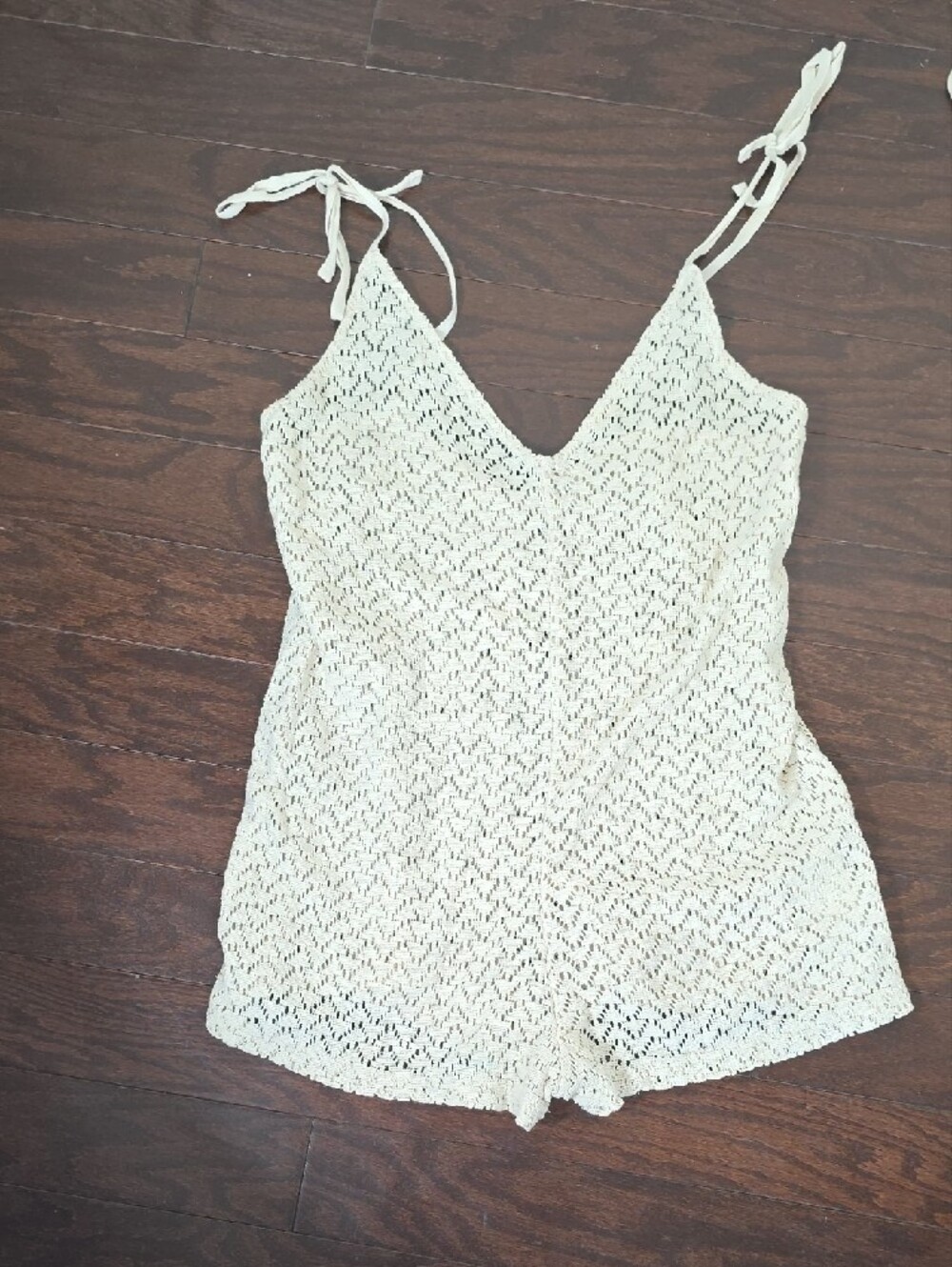 Roxy Cream Crochet Knit Romper